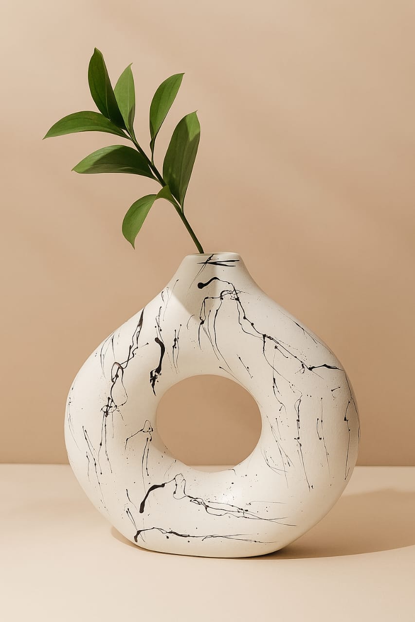 White Sprinkled Donut Vase