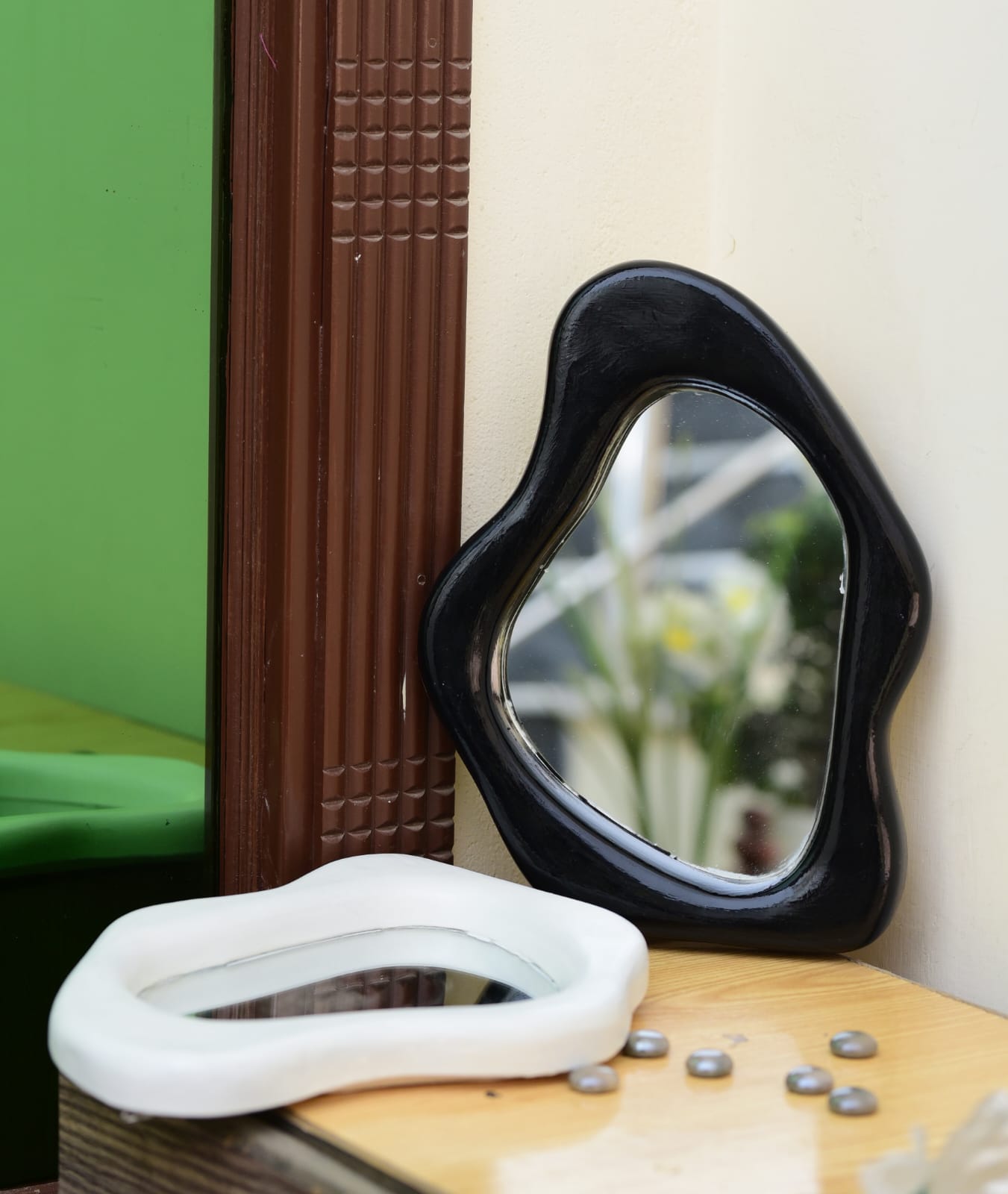 Irregular Ceramic Mirror (White) - Image 3