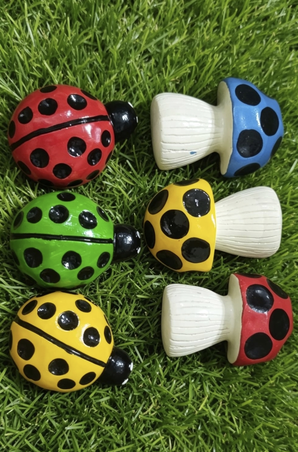 Lady bugs and mini mushrooms